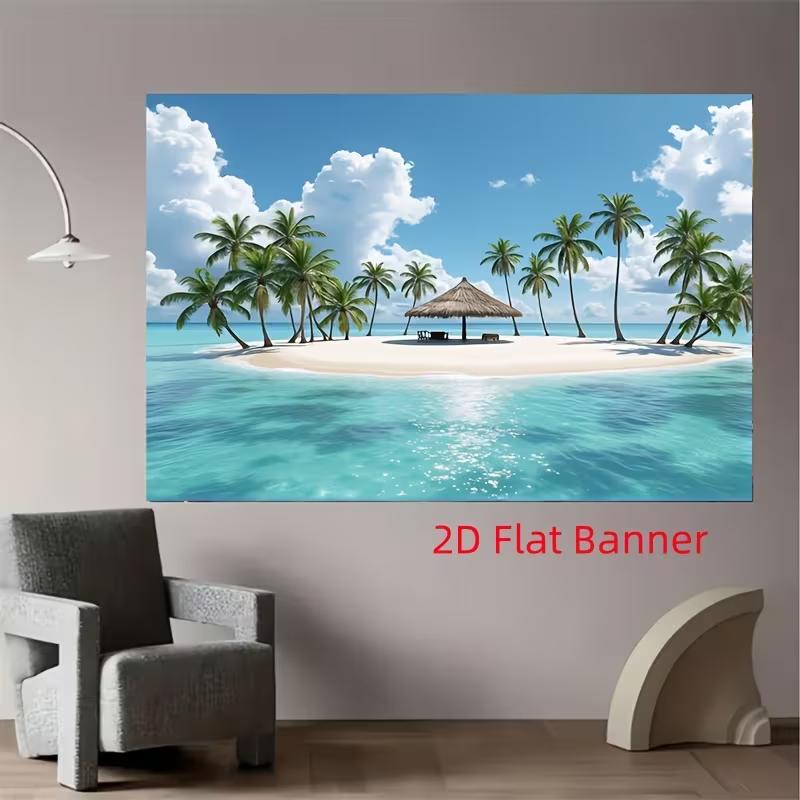 Гобелен «Океанский остров» Пейзаж тропического пляжа Настенное украшение 47.2x31.5inch/120*80cm