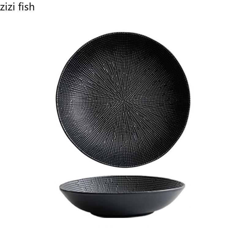 Einfarbiger tiefer Keramikteller mit Sternstromstruktur, Restaurant-Salatteller, dicker Suppenteller, Molekularküche, kreatives Geschirr