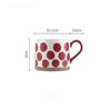 Cute Fruit Polka Dot Ceramic Mug 420ml, Hand Painted Porcelain Coffee Tea Cup, Large Capacity Breakfast Drinking Cup for Daily Use