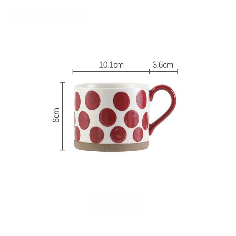 Cute Fruit Polka Dot Ceramic Mug 420ml, Hand Painted Porcelain Coffee Tea Cup, Large Capacity Breakfast Drinking Cup for Daily Use
