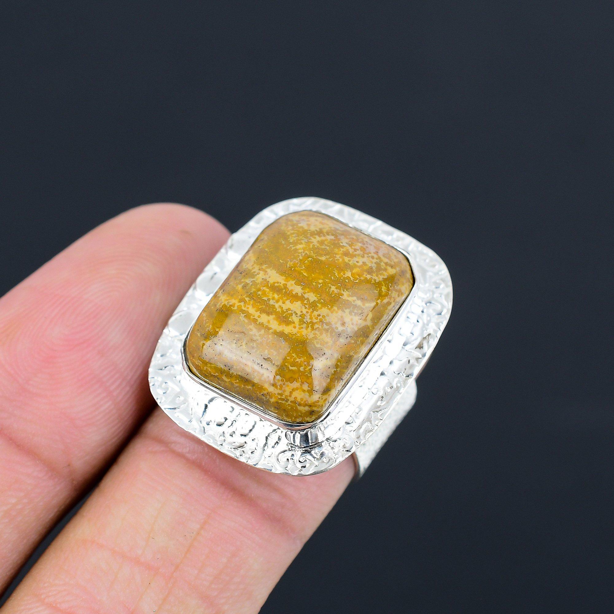 

Natural Moroccan Seam Agate 925 Silver Anniversary Promise Ring Jewelry US 7.5 7.5