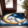 Dreamy Dog on Crescent Moon Rug  Whimsical Night Sky Carpet for Playful Decor  Soft Kids' Room Accessories Skid resistant carpet