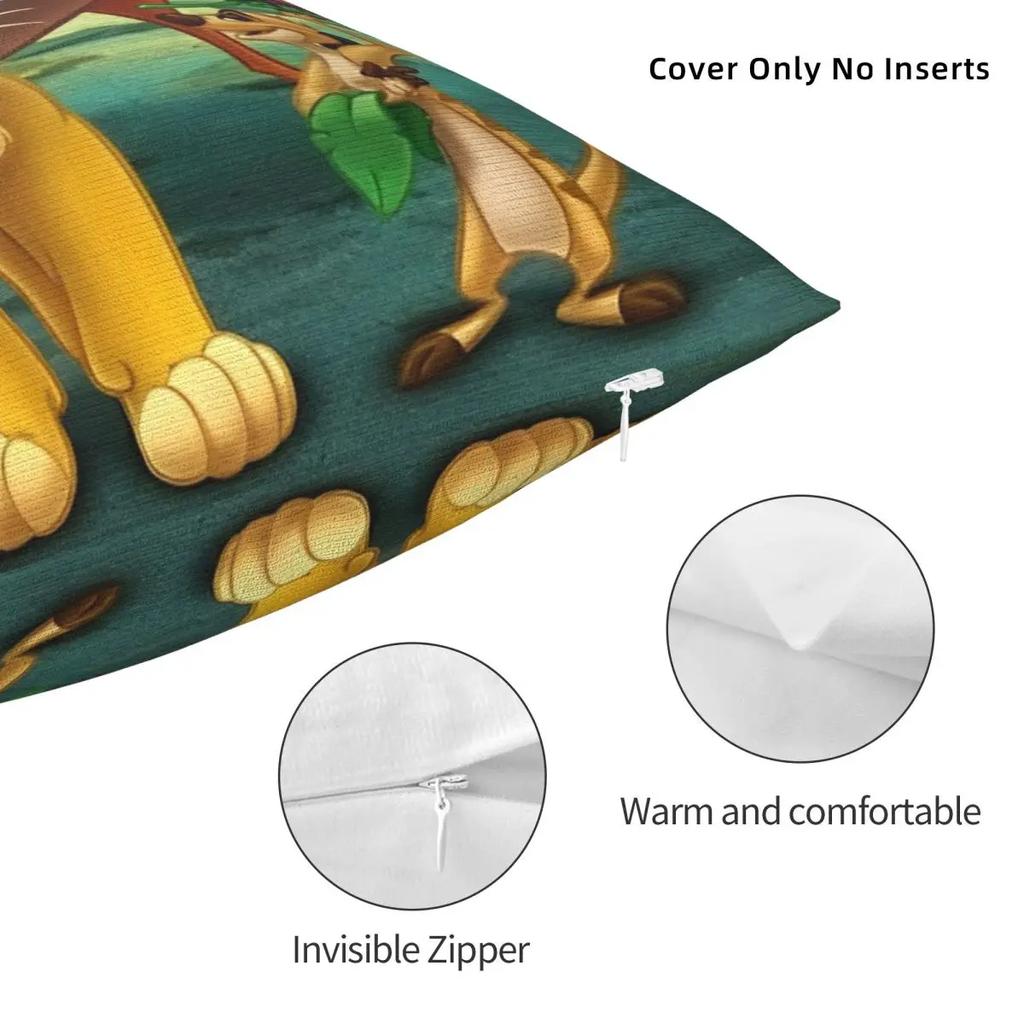 Tryckt Lejonkungen Simba Tecknad Kuddfodral Tyg Kuddöverdrag Gåva Hakuna Matata Kuddfodral Överdrag Stol Dragkedja 45*45cm