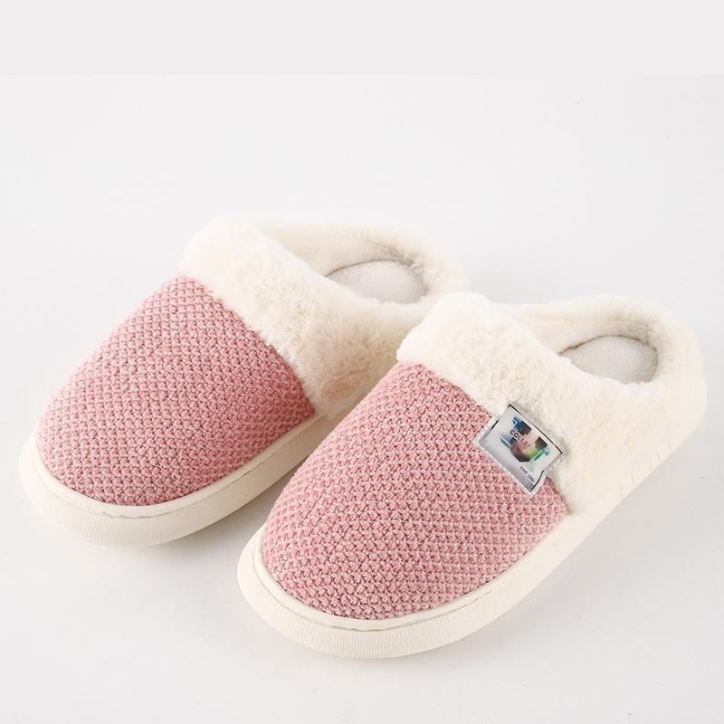 Men's and Women's New Autumn and Winter Slippers, Knitted Baotou, Thick-soled Slippers, Home Breathable and Warm Couple Shoes