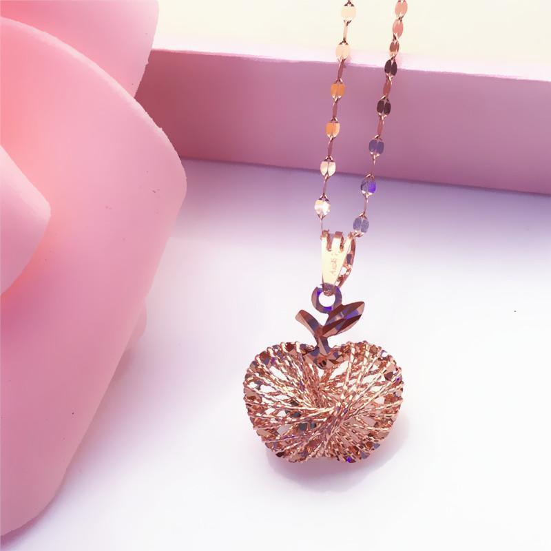 Purple Gold Brushed Apple Pendant European Fashion Exquisite Design Colored Gold Plated Rose Gold Necklace