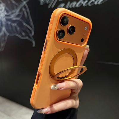 Luxury Rotating Magnet Ring Folding Magnetic Stand Phone Case For iPhone 17 16 15 14 13 12 11 Pro Max Solid Color Matte Cover