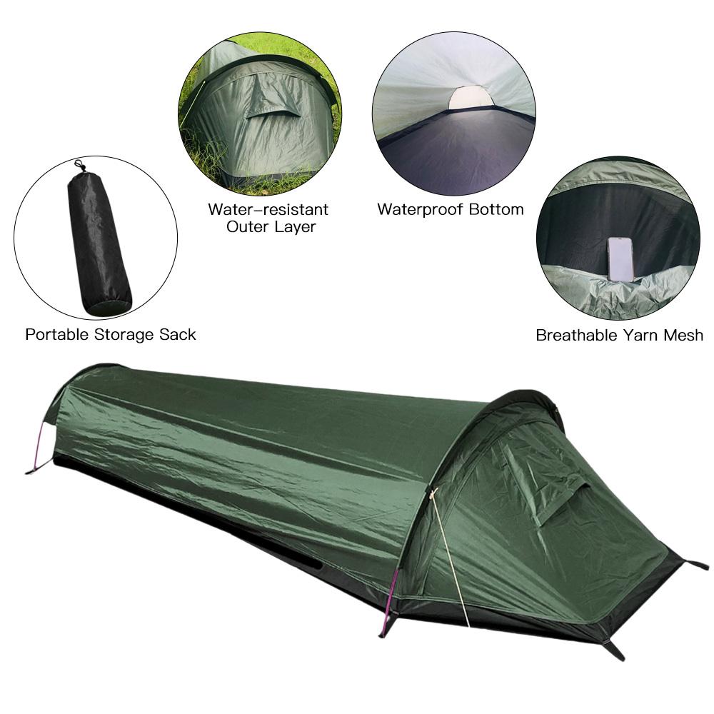 Portable Backpacking Tent Outdoor Camping Sleeping Bag Tent Beach Lightweight Single Person Sleeping Bag Tent with Storage Bag