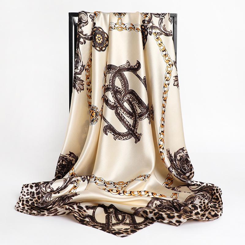Women's silk square scarf for head covering, satin facings for women's shawls, Foulard for women's large headscarves, Pashmina