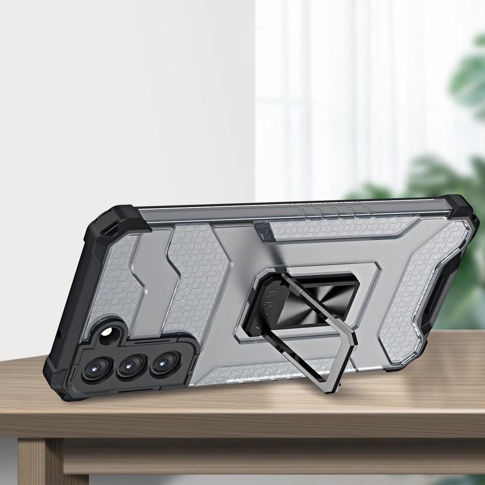 Crystal Ring Case Armored Hybrid Case Cover + Magnetic Holder Samsung Galaxy S21+ 5G (S21 Plus 5G) Blue