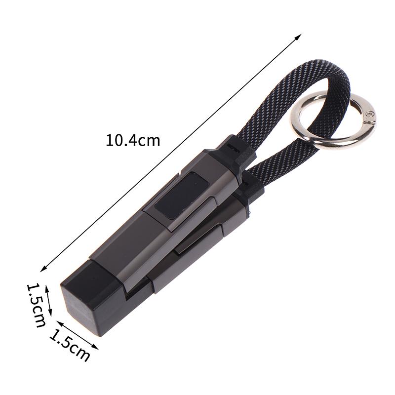 4-in-1 Kurzer Typ-C Schlüsselanhänger Lanyard Datenkabel mit LED-Anzeige, Geflochtenes PD Schnellladekabel für Galaxy A17