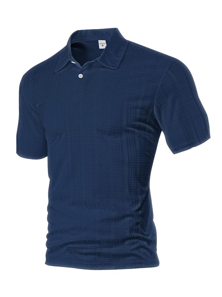 New Arrival Men's Summer Lightweight Solid-Colour Short-Sleeved Small-Check Collared Shirt