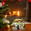 Christmas Village Houses Led Glowing Night Light Snowflake Covered House Santa Claus Gifts And Luminous Resin