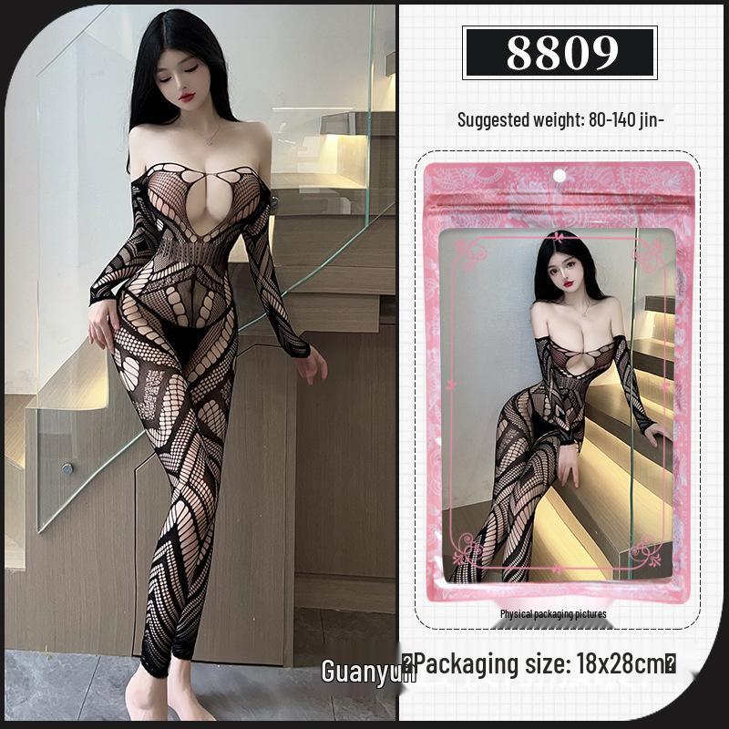 Plus Size Fishnet Stockings with Open Crotch - Seductive Lingerie for Flirty Bedtime Fun