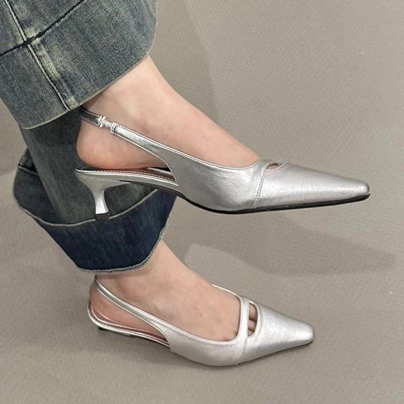 Fashion Women Heeled Sandals Pointed Toe Sexy Shoes Fashion Elegant Woman Slippers Summer 2025 Luxury Pumps Dress Sandalias De Mujer
