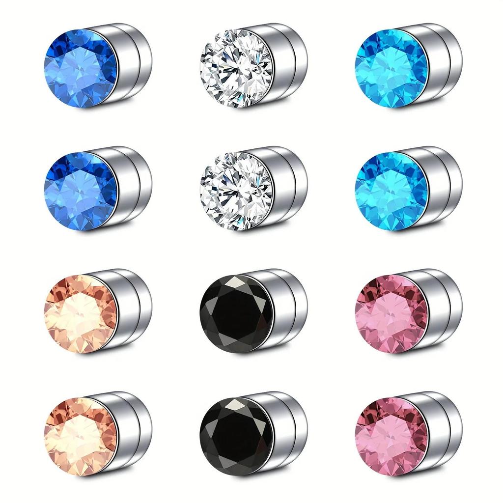 2-12 Stück Einfache Magnetische Nasenstecker-Ohrringe aus Edelstahl, 3 mm Nicht durchbohrte Körperschmuck für Männer und Frauen