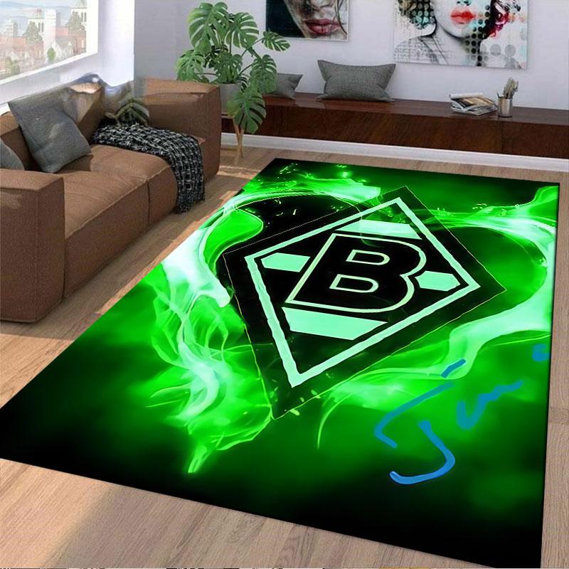 Green Flame Pattern with B Logo suitable as a non-slip mat for the living room or bedroom sofa