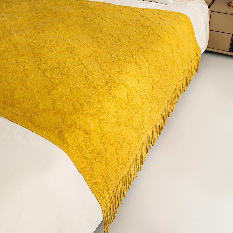 Woven Jacquard Woollen Terry Throw Blanket Knit Sofa Cover Blanket Small Thread Blanket Comfortable Office Naps Blanket For Couch Bed