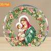 2D Flat "Nativity Scene" Acrylic Desk Decor Plaque, Wreath Design, Suitable for Wall Decoration, Porch, Room, Villa, Accents Home, Hallway, or Workpla