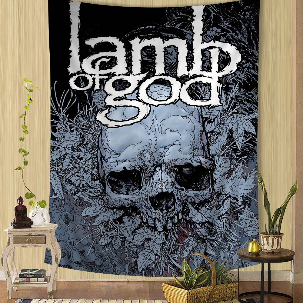 American Metal Band L-Lamb Of God Tapestry Art Printing Japanese Wall Tapestry Anime Wall Hanging Home Decor