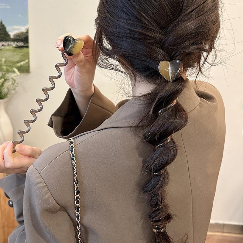 Simple Bubble Braid Hair Tie for Women, High-end Heart-shaped Telephone Cord Hair Tie, Ponytail Braiding Tool