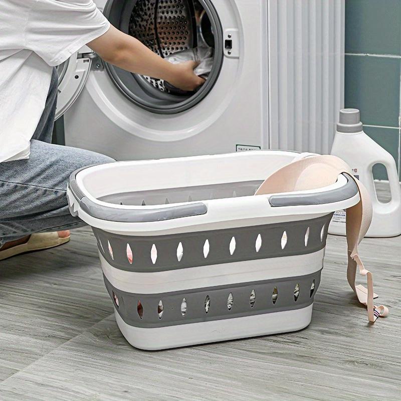 Foldable Collapsible Handled Laundry Basket Ellipse Oval Tub- Portable Washing Tub Space Saving Laundry Containers