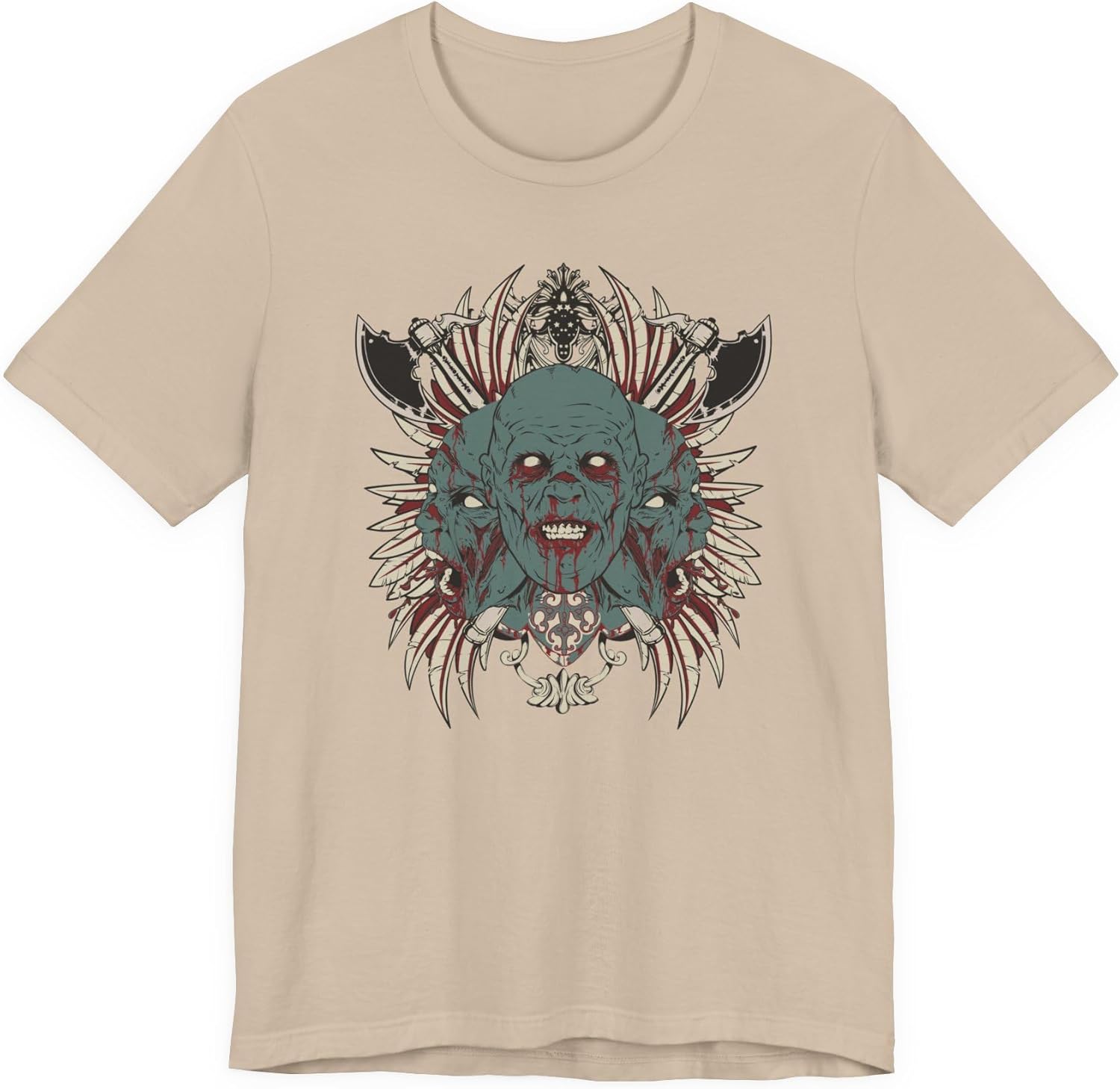 Zombie Skull Mandala T-Shirt Horror Graphic Tee, Gothic Skull Art-54-2 S разноцветный