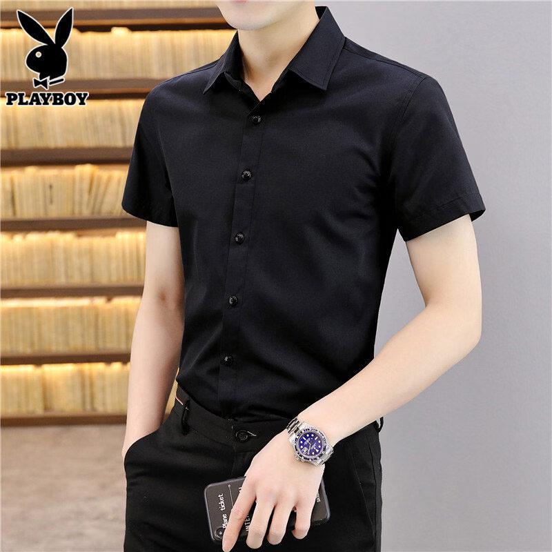 PLAYBOY Men s Short Sleeve Business Casual Shirt 2XL