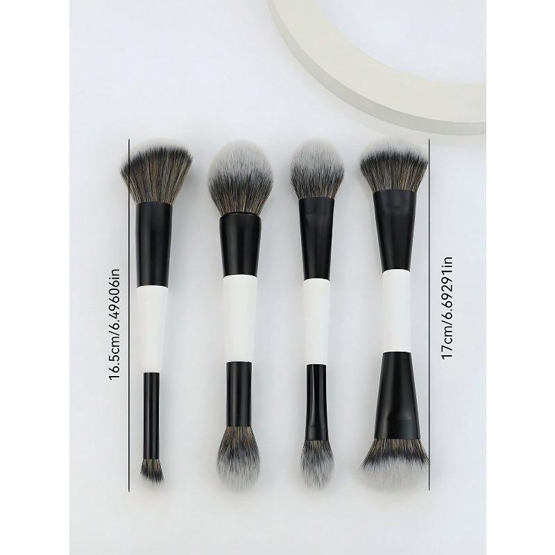 4pcs Double-Ended Makeup Brush Set Multi-Functional Foundation, Blush, Powder, Highlighter, Contour And Concealer Brushes For Women Makeup Brush Kit
