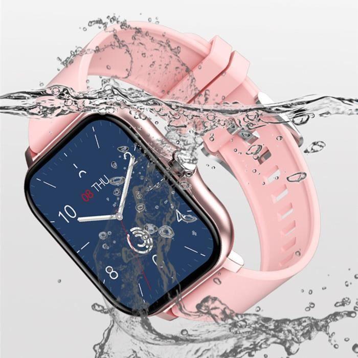 SMARTWATCH Smartwatch Y13 Anruf Uhr für Männer und Frauen Herzfrequenz Fitness, rosa Silikonarmband
