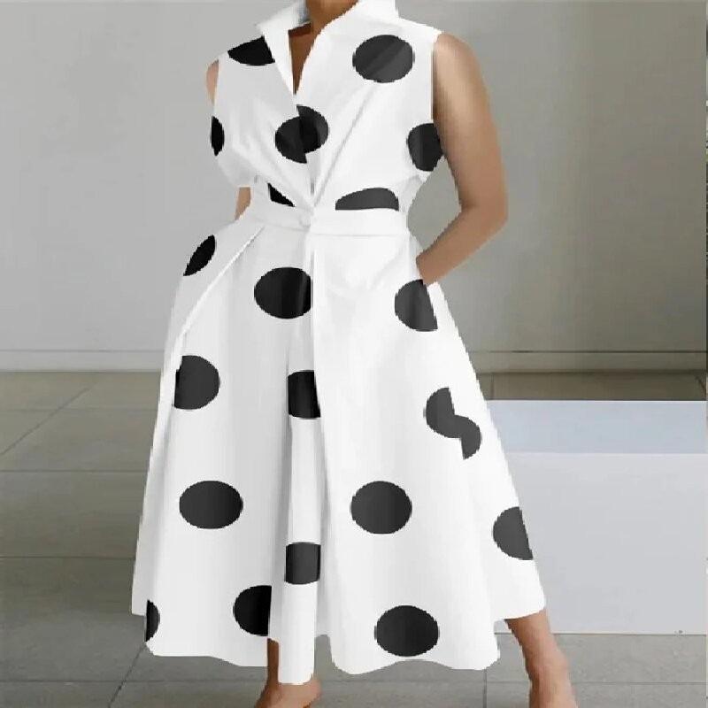 Dress summer new commuter fashion solid color V-neck women's button pendulum dress