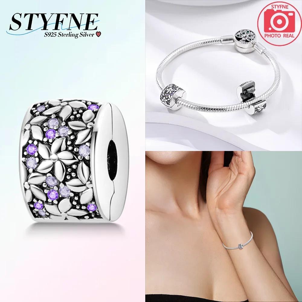 Classic Genuine Copper Four-Leaf Clover Pink Zircon Snowflake Lock Heart Bead Fits Bracelets Jewellery Do-It-Yourself Gifts Accessory