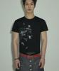 LANARCHIVE [0096] Star Feather Graphic Slim T-Shirt - Black