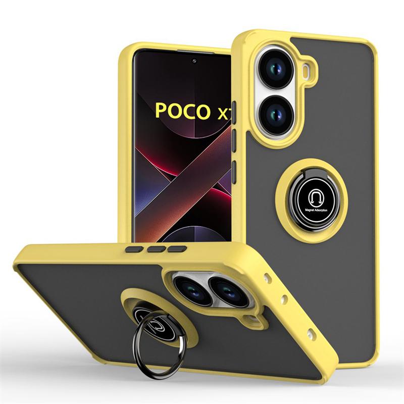 

Бронированный магнитный чехол для Poco X7 X6 F7 Pro F6 F5 противоударный матовый чехол-подставка с кольцом для телефона для Poco M7 M6 Pro 5G задняя крышка Poco F6