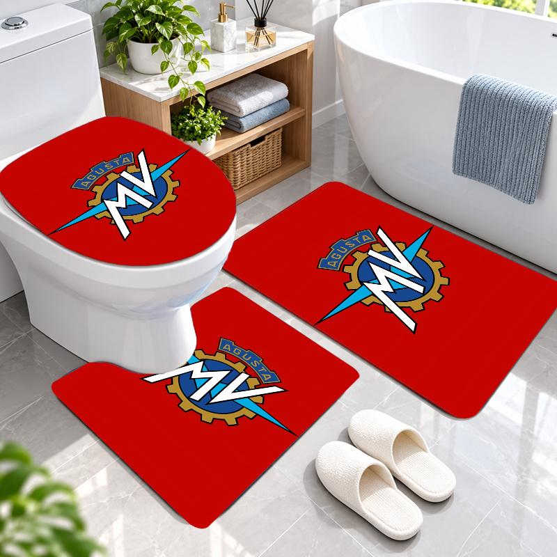 3Pcs Flannel Toilet Mat Set MV Agusta Bathroom Rug Bath Carpet Non Slip Home Decor