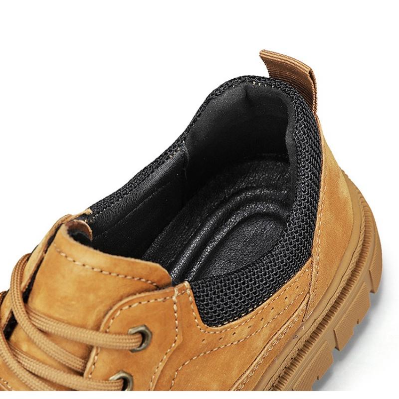 Mens Leather Casual Shoes New Retro Thick Sole Wear-resistant Comfortable Lace Up Flat Sneakers Outdoor Male Walking Shoes