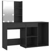 LED Vanity Table with Cabinet Black Wood Based Material