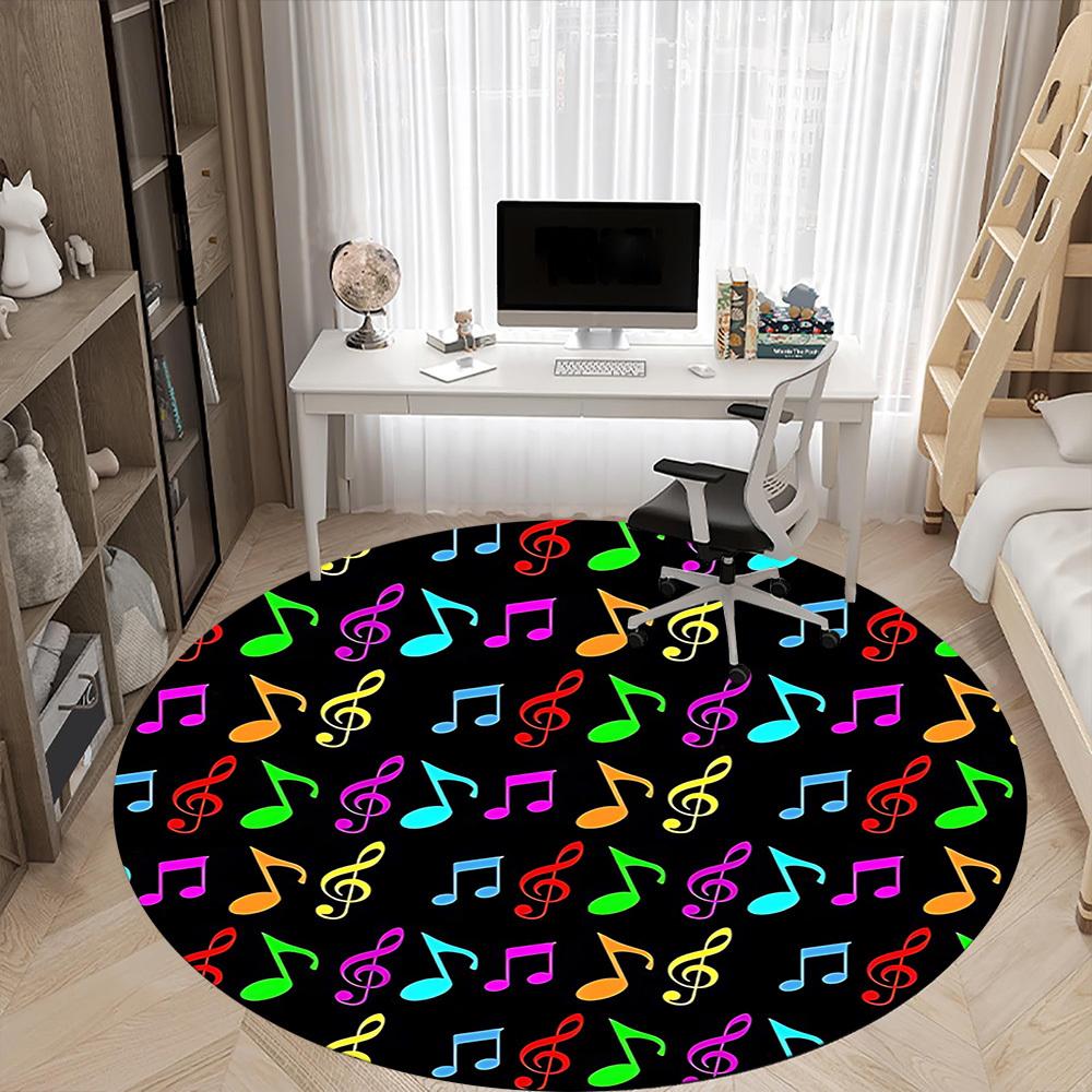 1pc Music Notes Pattern Chair Carpet for Office, Soft, Non-Slip Polyester Mat, Office, Living Room, Bedroom, Durable Polyester Yy251207177
