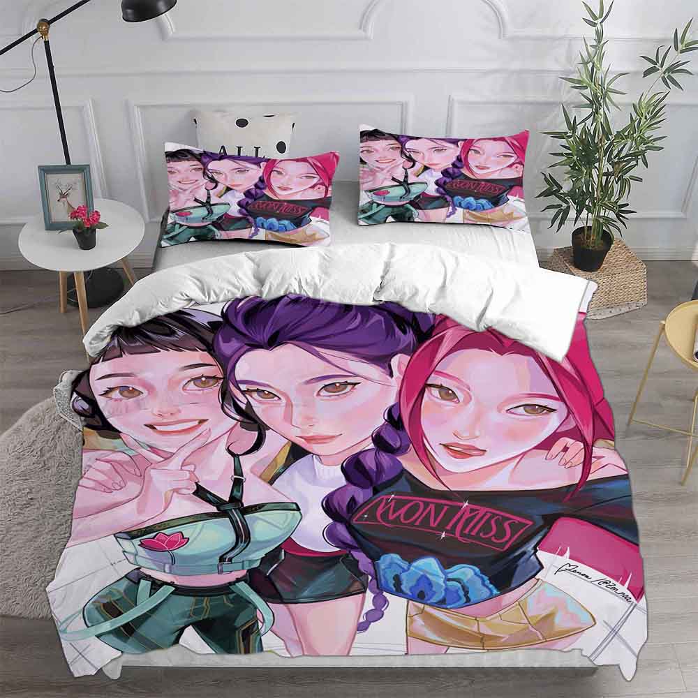 KPop Dämonenjäger Rumi Mira Zoe Bettwäschesets Steppdecke Quilt Bettbezug Bettdeckenbezug Kissenbezug 2-3-teilige Sets Kinder Erwachsenengröße