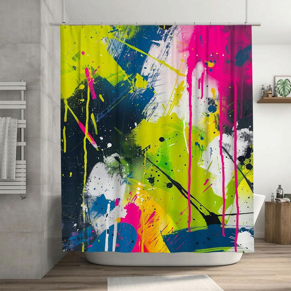 Colorful Splash Painting Shower Curtain Bold Modern Design For Bath Decorations Perfect Gift Idea