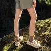 Skechers Solid Color Mid-Rise Moisture-Wicking Quick-Dry Straight-Leg Casual Shorts Women shorts Rock-Green L224W032-01DR