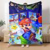 Mario Space Adventure Flannel Blanket Super Soft Warm Cozy Blanket For Sofa Bed Office Travel Allseason Home Decor Gift