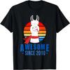 13 Years Old Llama Awesome Since 2010 13th Birthday Retro T-Shirt