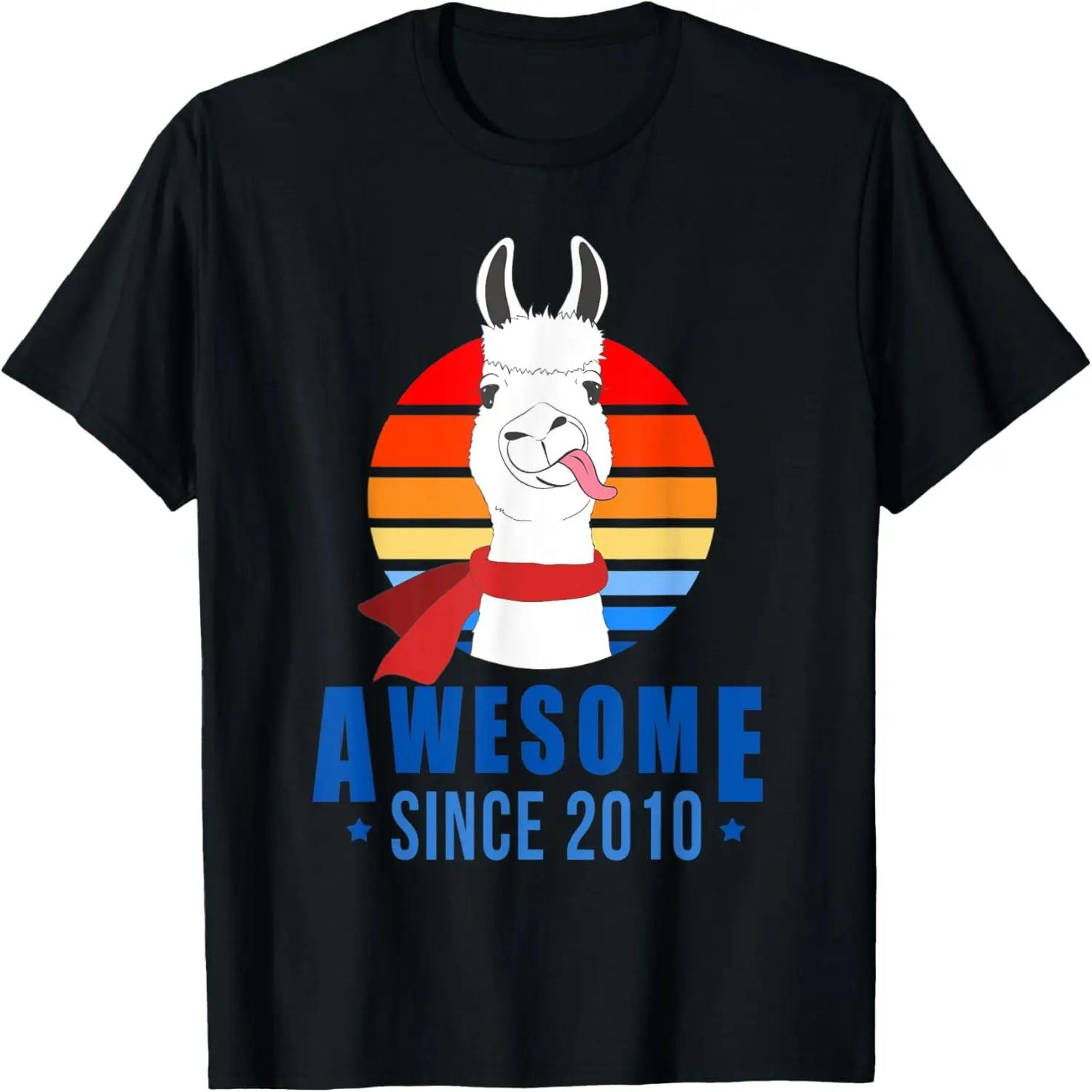 13 Years Old llama Awesome Since 2010 13th Birthday Retro T-Shirt S чёрный