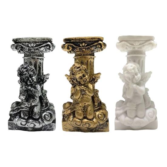 Crystal Ball Stand Resin Ornament Retro Roman Column with Angel Relief Decorative Display