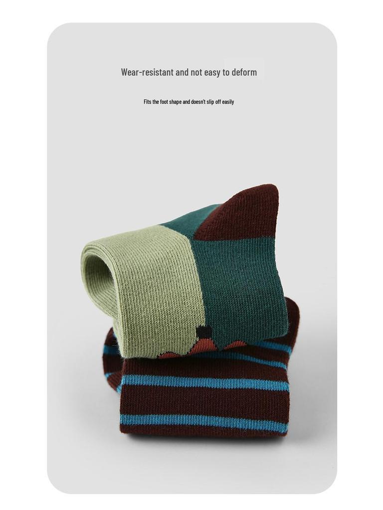 2025 Autumn/Winter Kids' Color Block Dog Socks - Cotton, Odor-Resistant, Versatile Sports Socks for Boys