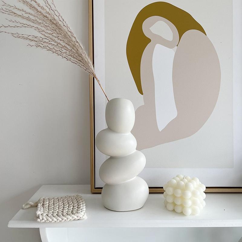 Nordic Ins Style Light Luxury Plain Embryo Ceramic Vase Living Room Porch TV Cabinet Home Flower Arrangement Decorative Vase