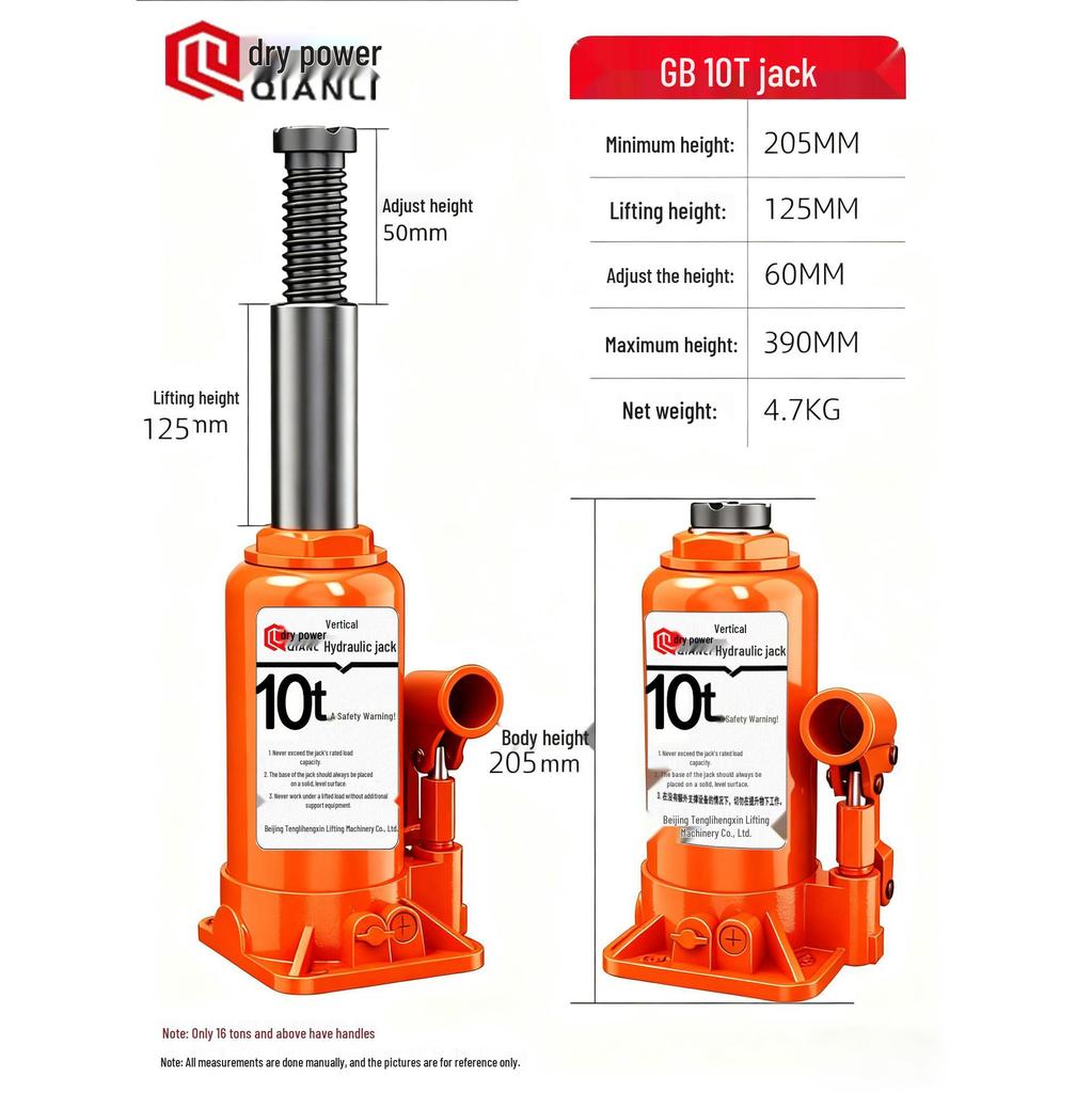 Dry Force 10-20 Ton Ultra-Low Profile Vertical Hydraulic Bottle Jack