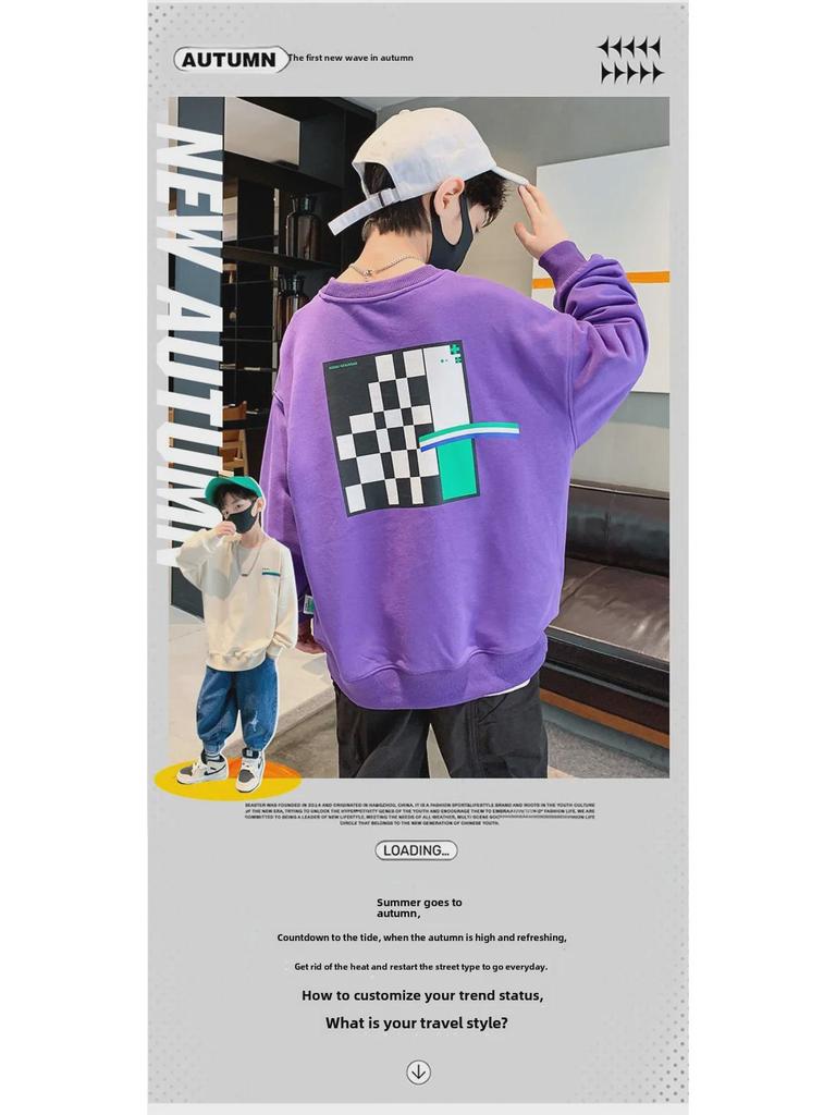 2023 Jungen Sweatshirt im koreanischen Stil mit Rundhalsausschnitt - Frühling & Herbst Print Pullover für Kinder