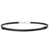 Meier Women's top grain leather skinny belt - decorative dress waist cincher with versatile pearl buckle waist chain