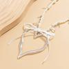 Exaggerated Metal Big Love Pendant Necklace Feminine Sweet Temperament Imitation Pearl Bow Necklace